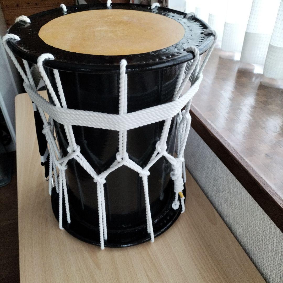 ミズキ様ご依頼商品」担ぎ太鼓 和太鼓 天然皮革 ストラップ付き 中古品