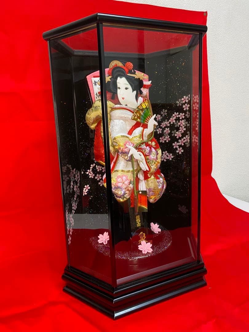 羽子板　六角ガラスケース１３号・サイズ間口約３５×奥行約２４×高さ約５３㎝