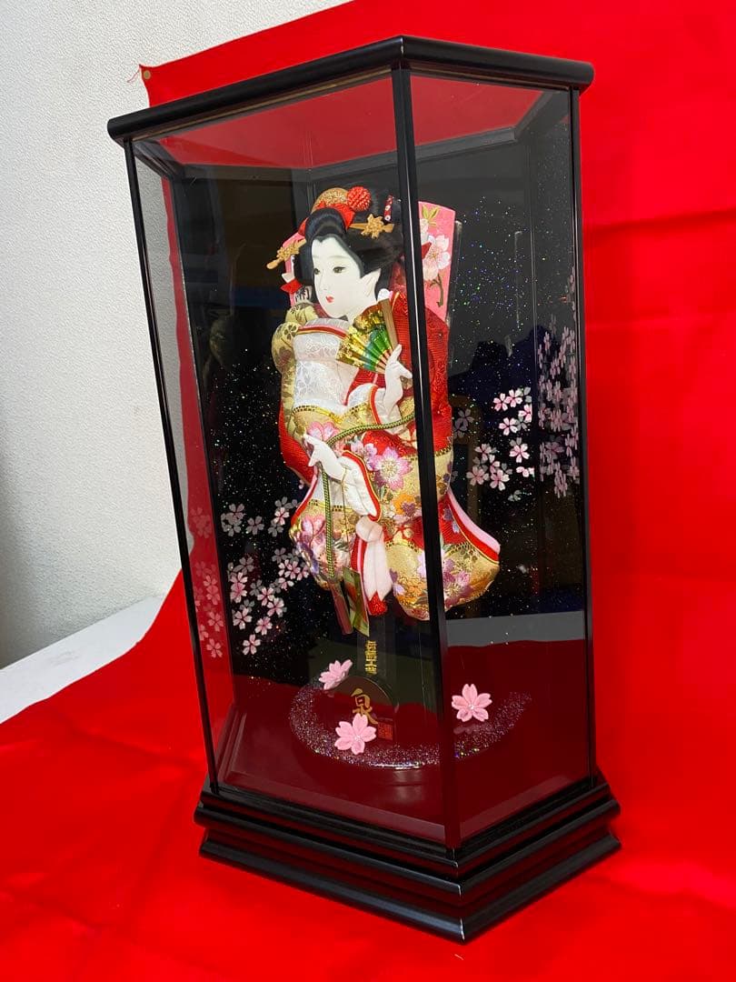 羽子板　六角ガラスケース１３号・サイズ間口約３５×奥行約２４×高さ約５３㎝