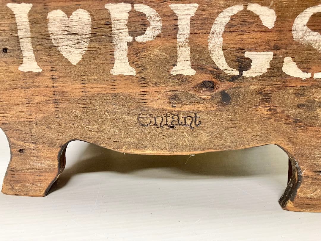 アンファン Enfant】豚モチーフ 小物入れ カントリー雑貨 木製 小型