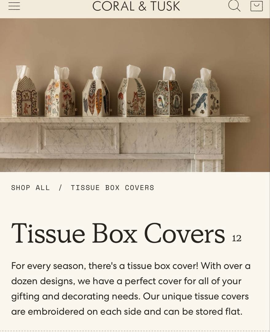 Coral & Tusk ティッシュボックス ケースfeathers 羽