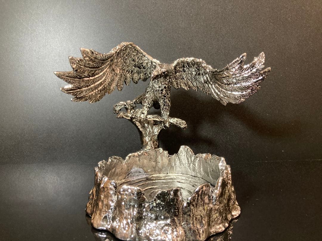 チタン製 鷲 彫刻 小物入れ アンティーク インテリア 置物