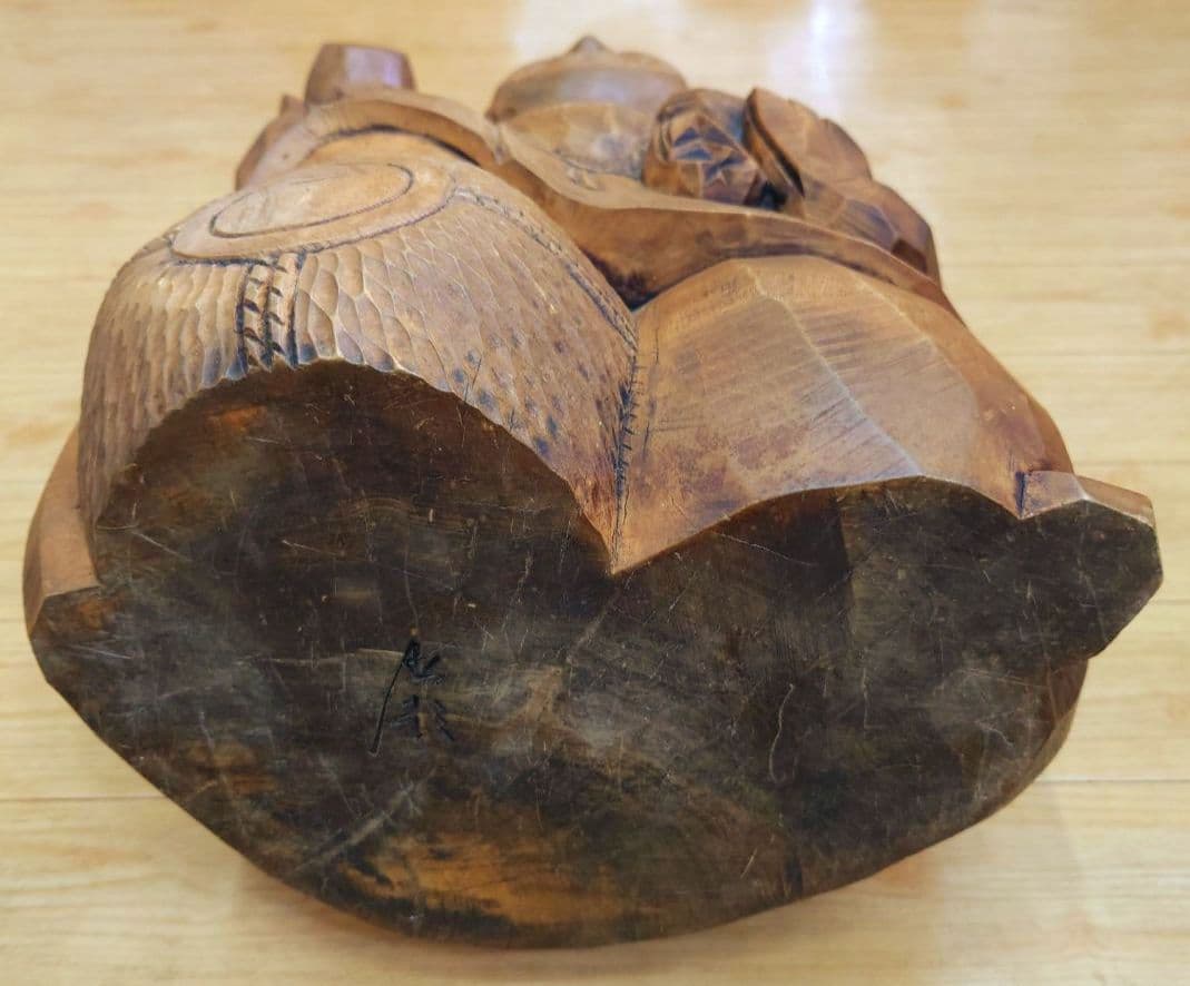 新春特価◆大黒様木彫大黒天像◆製作者在銘刻印有り◆高さ約41cm重量約7.5kg