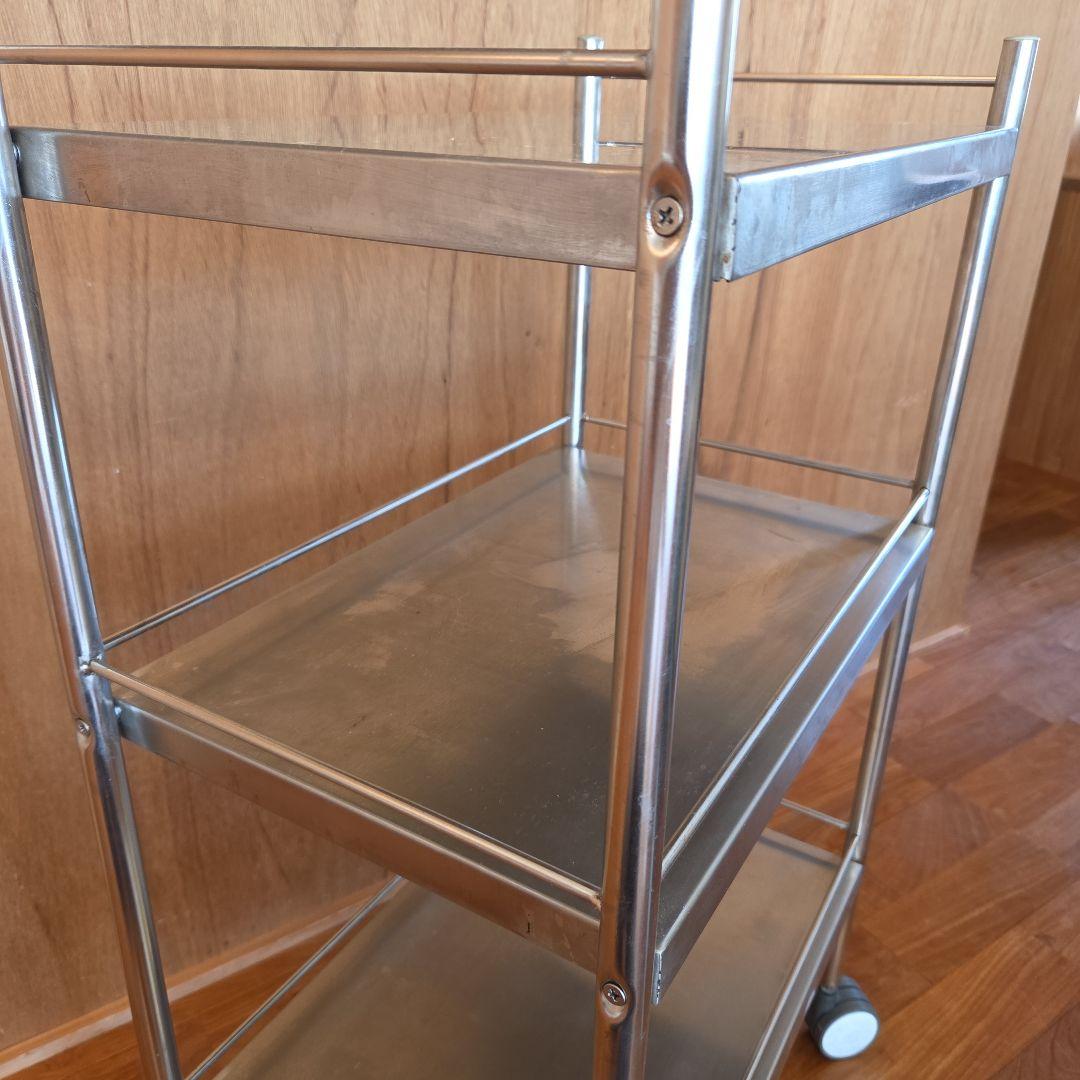 ステンレス 3段 キッチンワゴン ラック キャスタースムーズ
