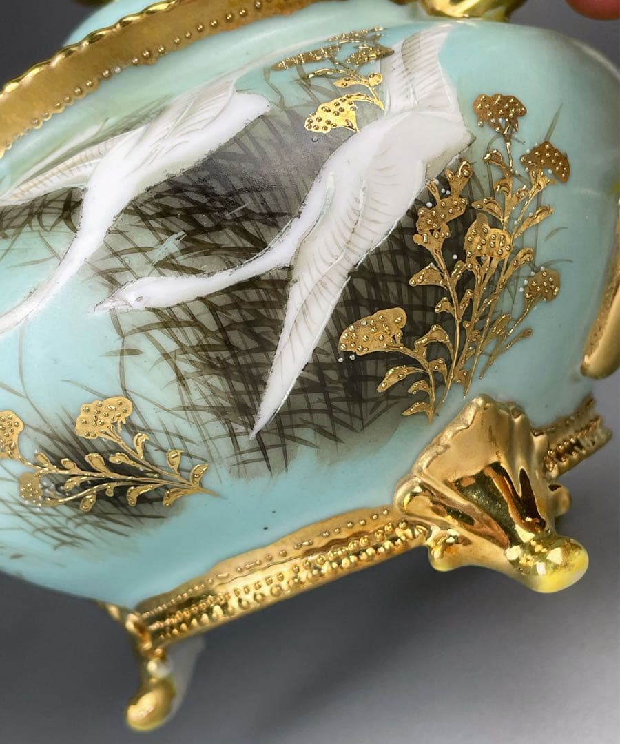 訳あり】オールドノリタケ フライングスワン 脚付きティーポット