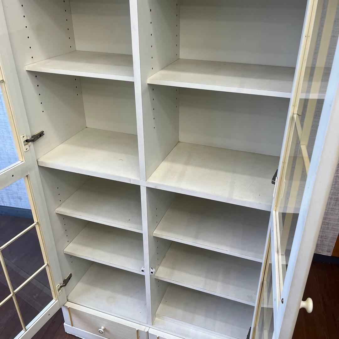 【アンティーク】昭和レトロ 飾り棚 食器棚 キャビネット アーチ窓 ガラス扉