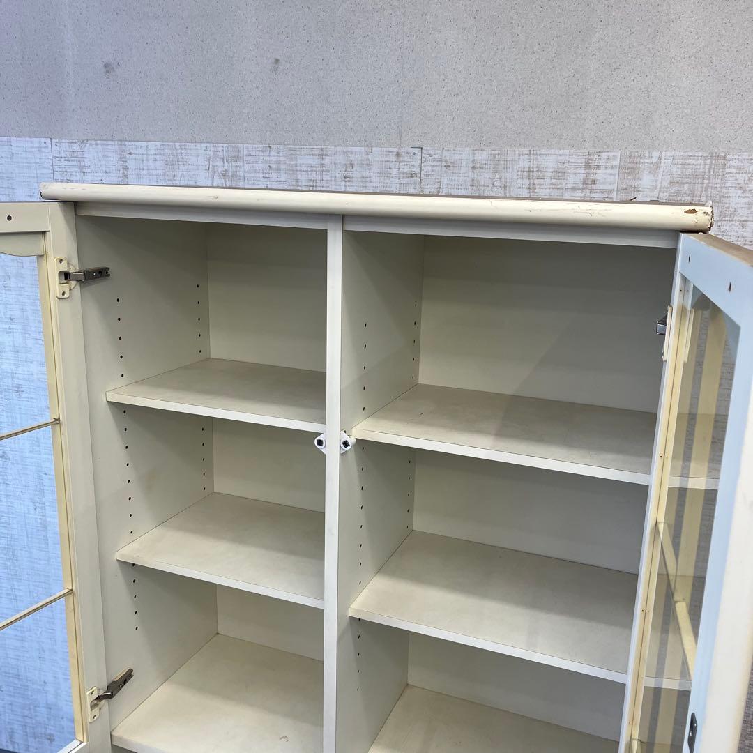 【アンティーク】昭和レトロ 飾り棚 食器棚 キャビネット アーチ窓 ガラス扉