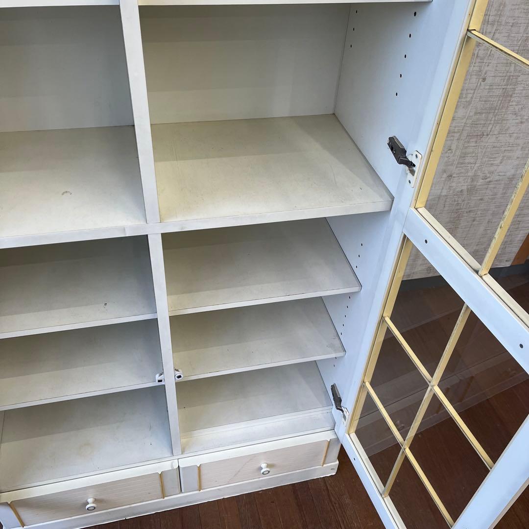 【アンティーク】昭和レトロ 飾り棚 食器棚 キャビネット アーチ窓 ガラス扉