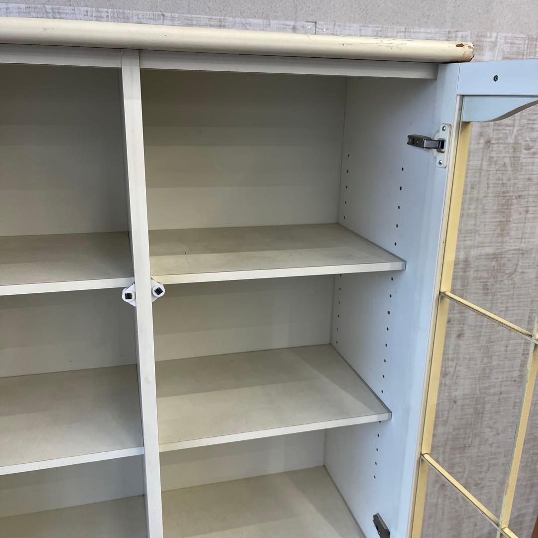 【アンティーク】昭和レトロ 飾り棚 食器棚 キャビネット アーチ窓 ガラス扉