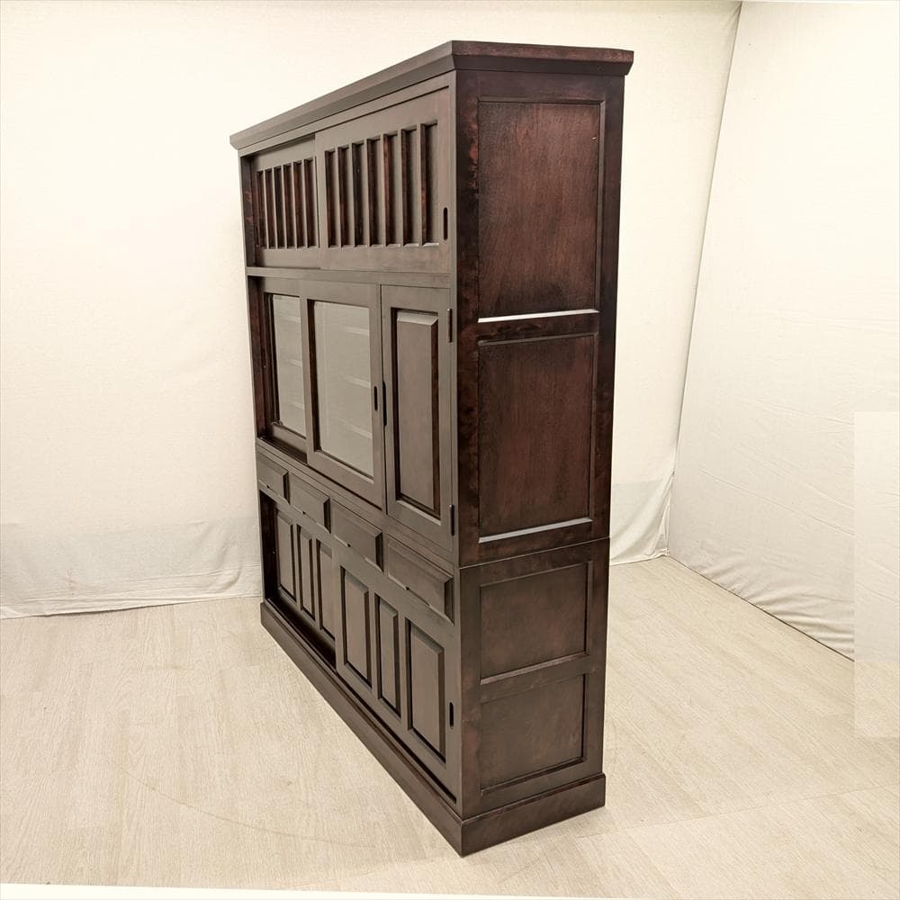 都城民芸　引き戸　幅 150　水屋箪笥　食器棚　キッチンボード　キャビネット