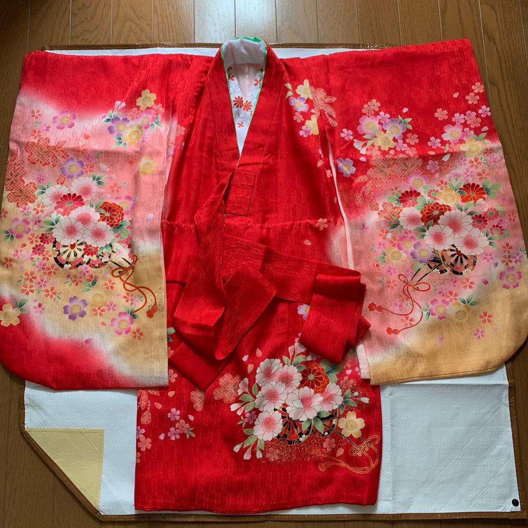 七五三　3歳　着物　被布　正絹