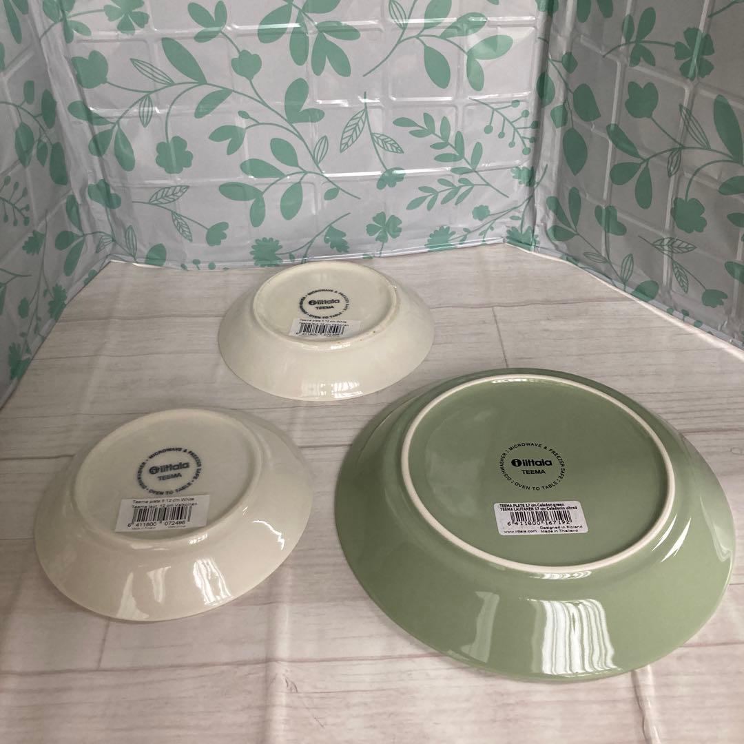 新品未使用　 Teema プレート セラドングリーン　ホワイト