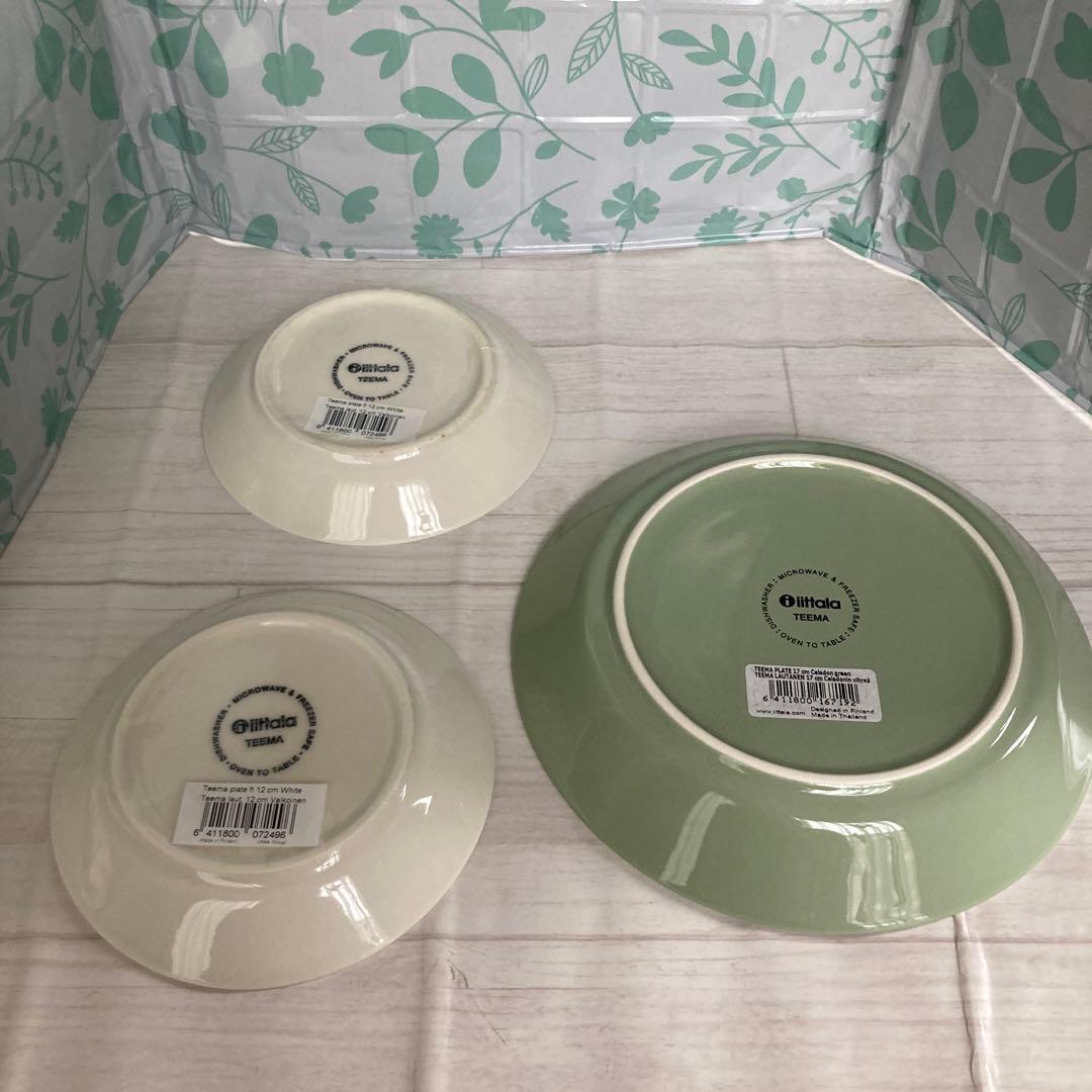 新品未使用　 Teema プレート セラドングリーン　ホワイト