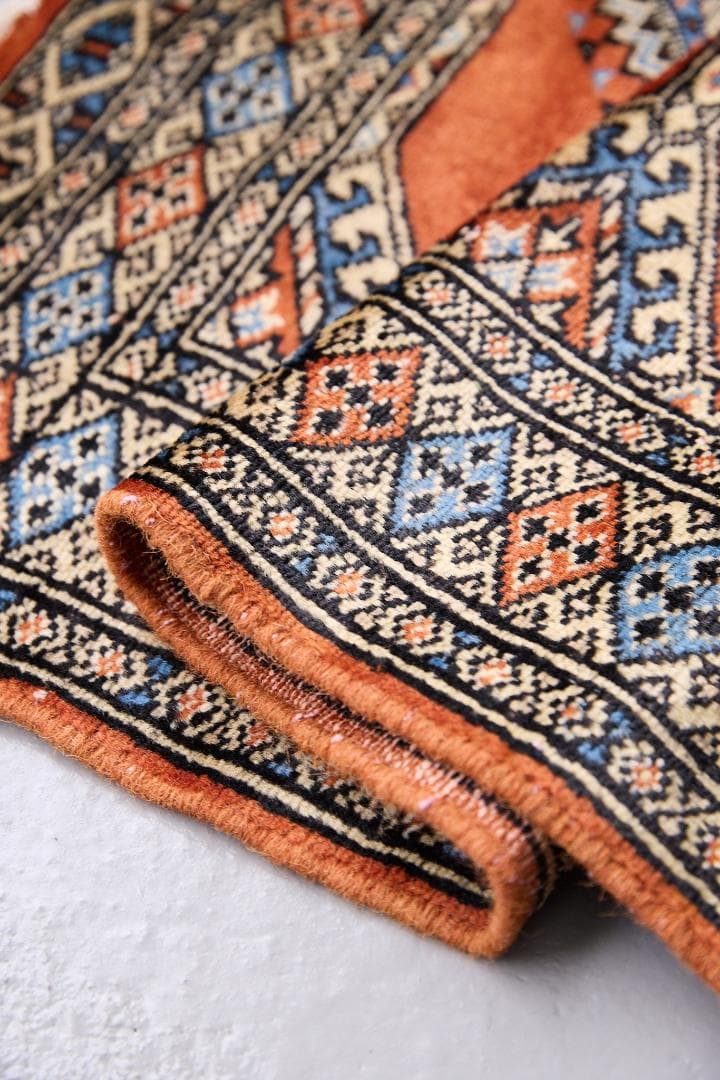 ヴィンテージラグ トライバルラグ パキスタン産（121×77cm）橙 茶