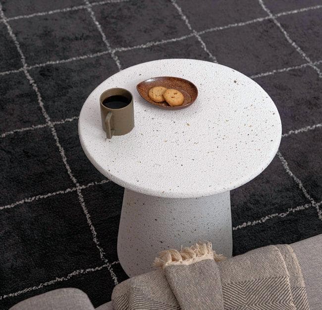 テラゾー柄ラウンドテーブル幅45cm サイドテーブル 大理石柄テーブル（43）
