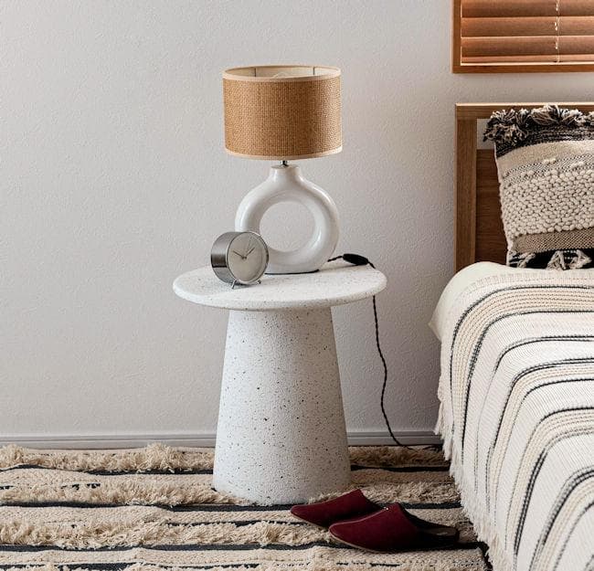 テラゾー柄ラウンドテーブル幅45cm サイドテーブル 大理石柄テーブル（43）