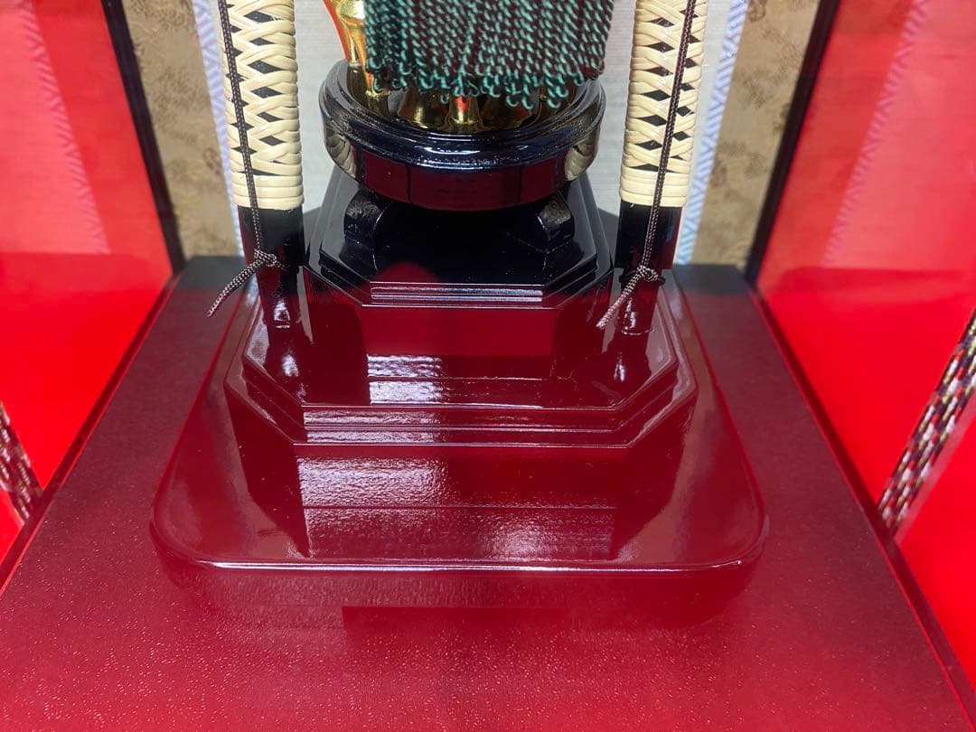 寿々登作　破魔弓　ガラスケース・水鳥鴨羽根・間口約２７×奥行約２４×高さ約６４㎝