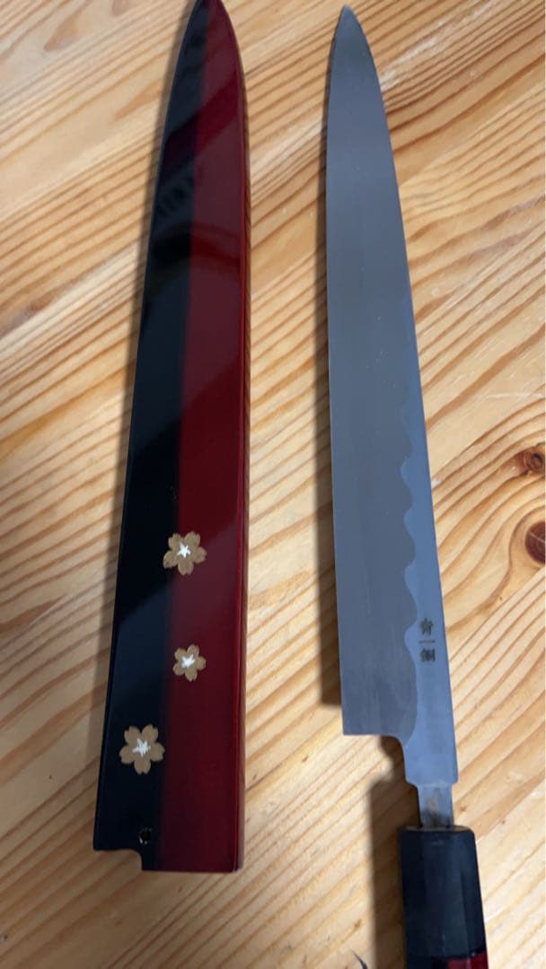 柳刃包丁 金桜模様