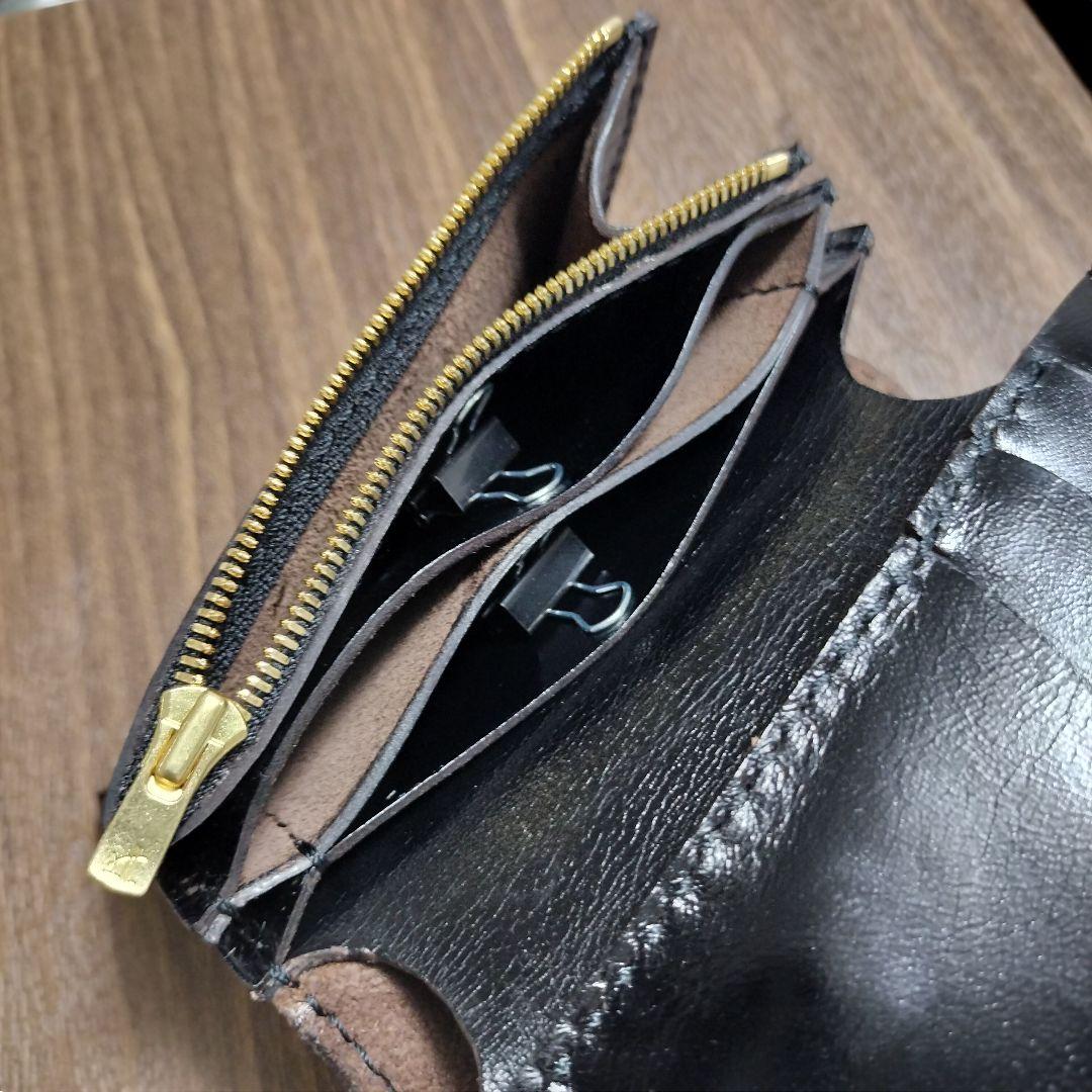 茶芯　ホースハイド　三つ折りトラッカーウォレット