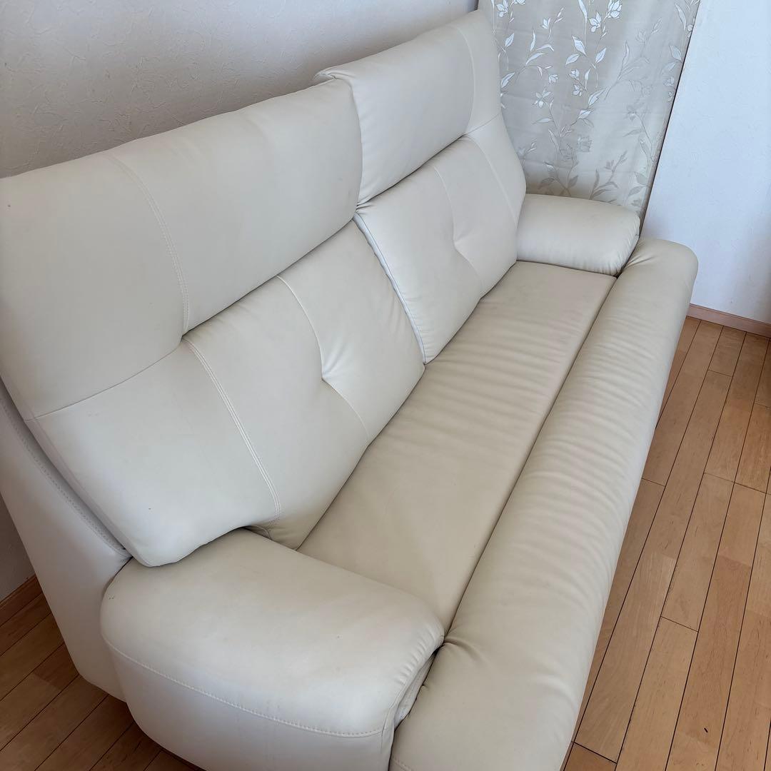 アイボリー 合成皮革 ソファ