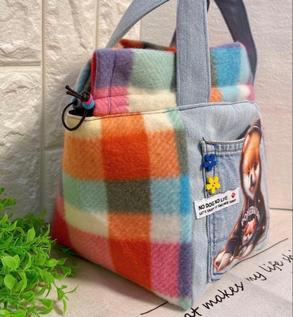 ＊handmade＊2way⭐️CUBE❣️ポメ❤️キューブトート♡巾着袋　お弁当袋⭐️