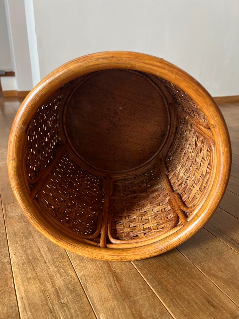 ヴィンデージ 籐 ラタン ダストボックス ごみ箱 小物入れ デパート百貨店購入