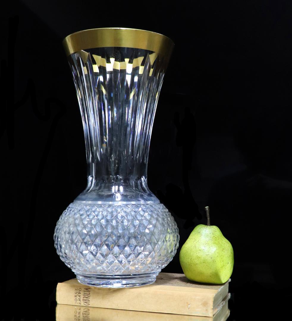 オールド・バカラ 美術館級1880年頃 金縁装飾特大切子壺 31.5cm 花瓶