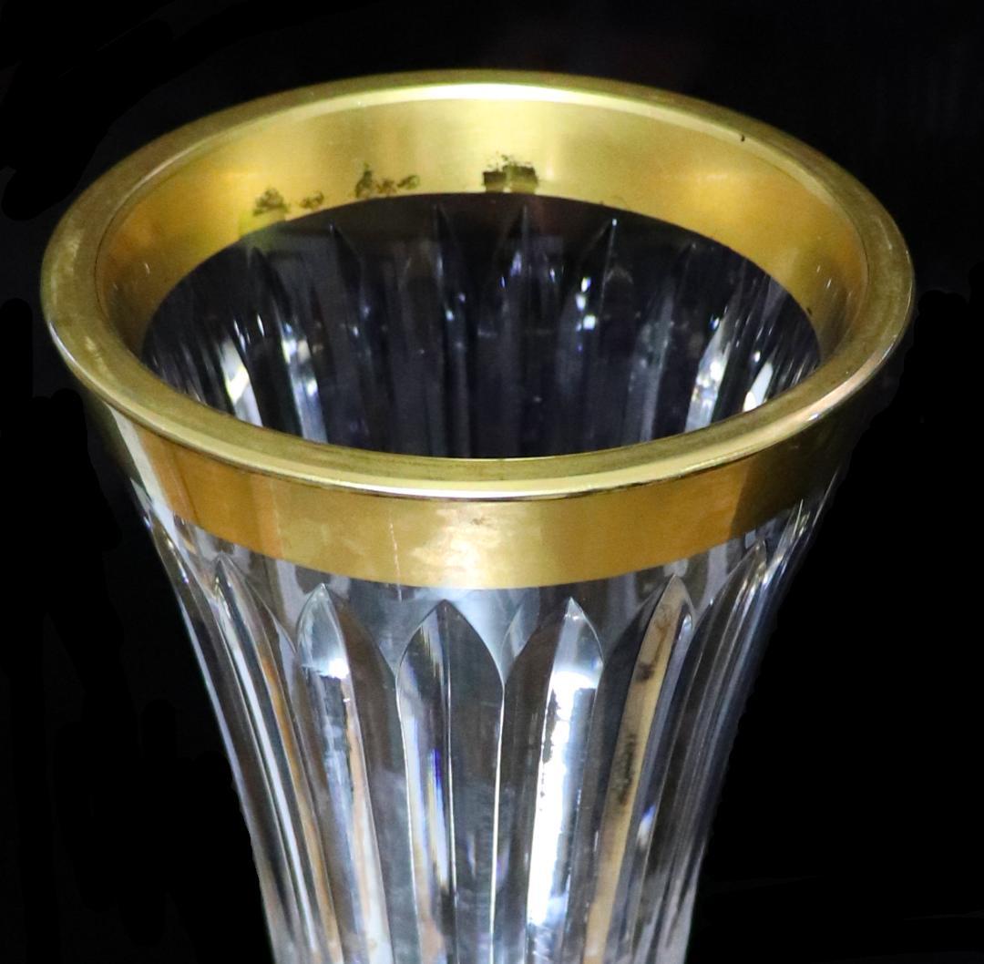 オールド・バカラ 美術館級1880年頃 金縁装飾特大切子壺 31.5cm 花瓶
