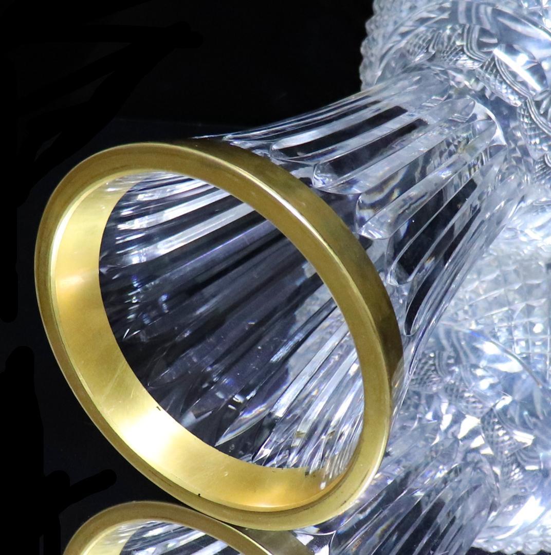 オールド・バカラ 美術館級1880年頃 金縁装飾特大切子壺 31.5cm 花瓶