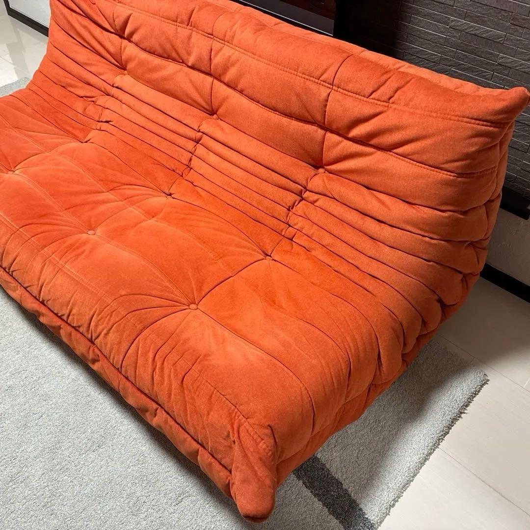 EBK87 リーンロゼ TOGO トーゴ 3人掛けソファ オレンジ系 3Pソファ