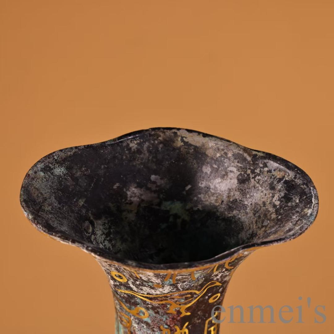 中国古美術 旧蔵『青銅器 錯金花瓶』珍品花瓶 伝世青銅器 唐物 文房