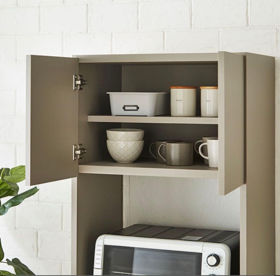 食器棚 大川家具 レンジ台 ラック 収納 幅59 グレージュ 日本製 60幅