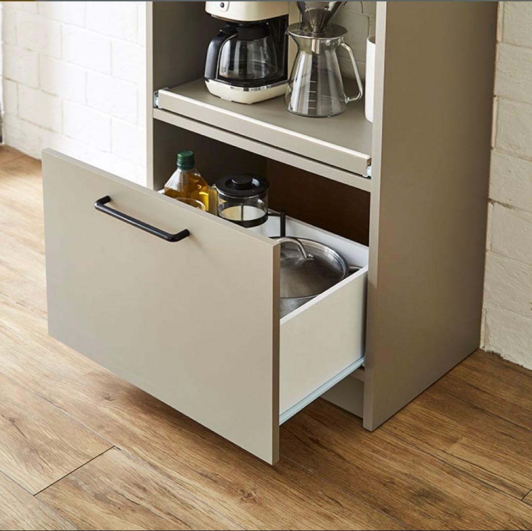 食器棚 大川家具 レンジ台 ラック 収納 幅59 グレージュ 日本製 60幅