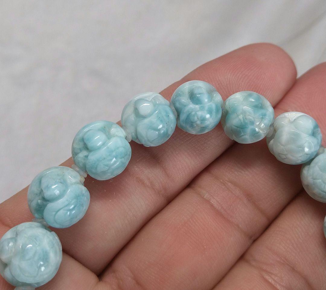 【良質,希少】ラリマー《亀》約１１㎜　ブレスレット　縁起物　運気　平和