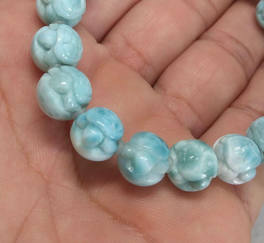 【良質,希少】ラリマー《亀》約１１㎜　ブレスレット　縁起物　運気　平和