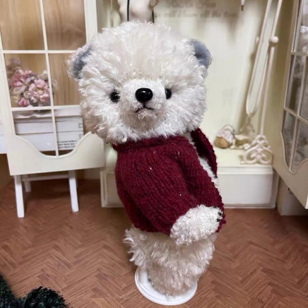 冬は暖かくしないと 白熊 アーティストベア テディベア 海外作家様 ハンドメイド