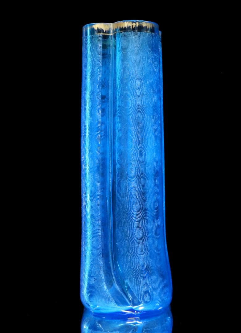 オールド・バカラ 博物館級 1900年 金彩大型花瓶 26.3cm ブルー 壺