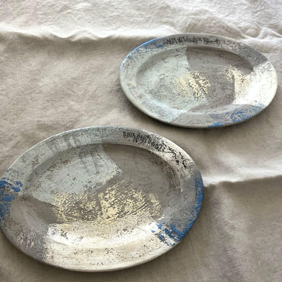 未使用 東恩納美架 大皿　オーバルプレート 2枚セット 水通しのみ
