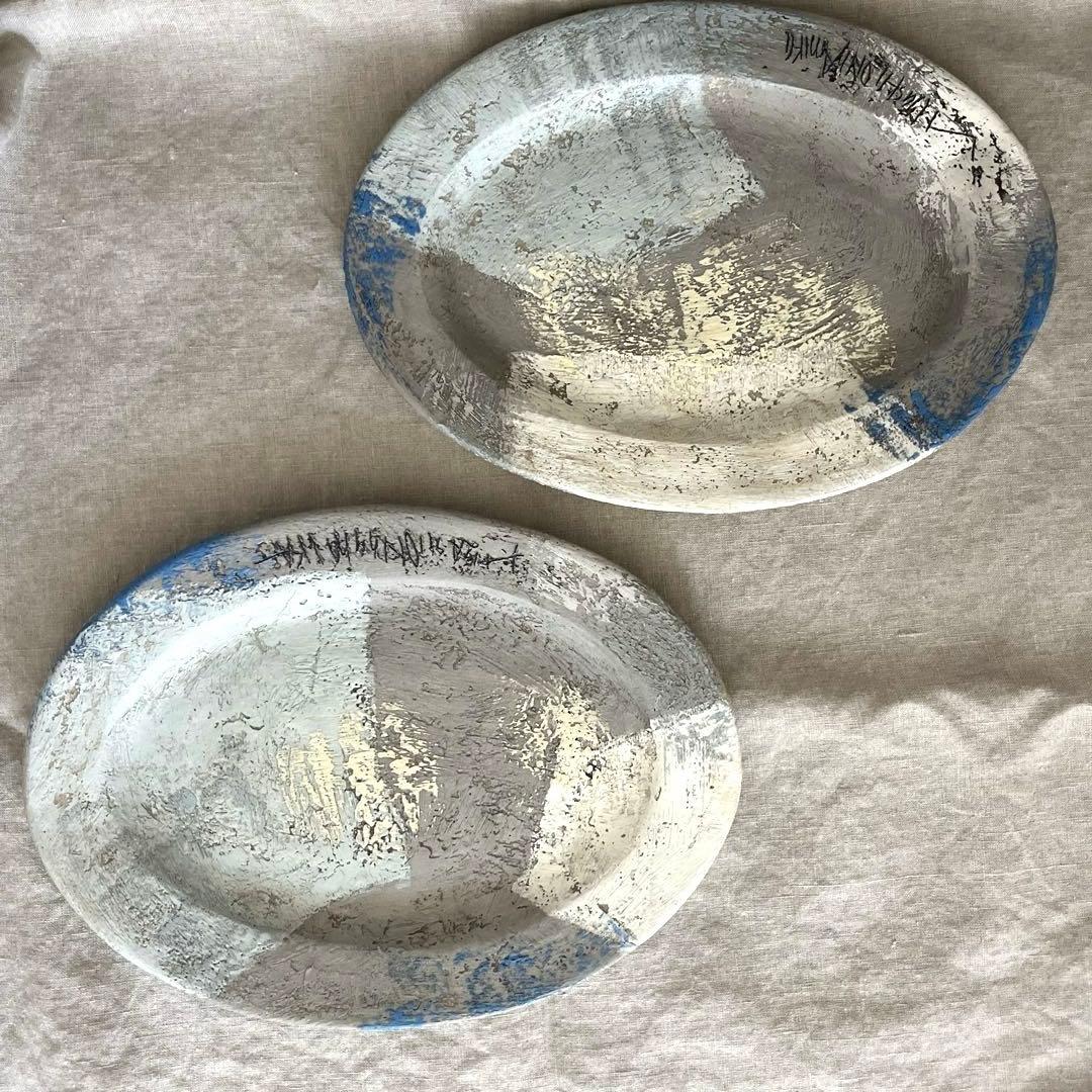 未使用 東恩納美架 大皿　オーバルプレート 2枚セット 水通しのみ