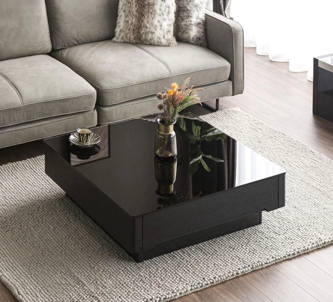 【美品】ARMONIA paora1000収納付きガラステーブル　定価8万円