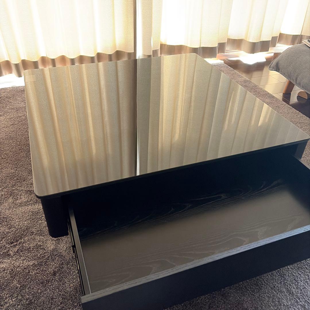 【美品】ARMONIA paora1000収納付きガラステーブル　定価8万円