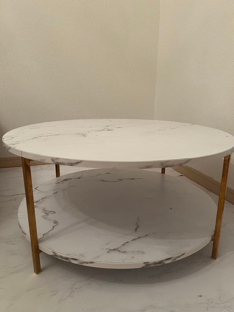 ロウヤ 大理石柄リビングテーブル 丸テーブル LOWYA