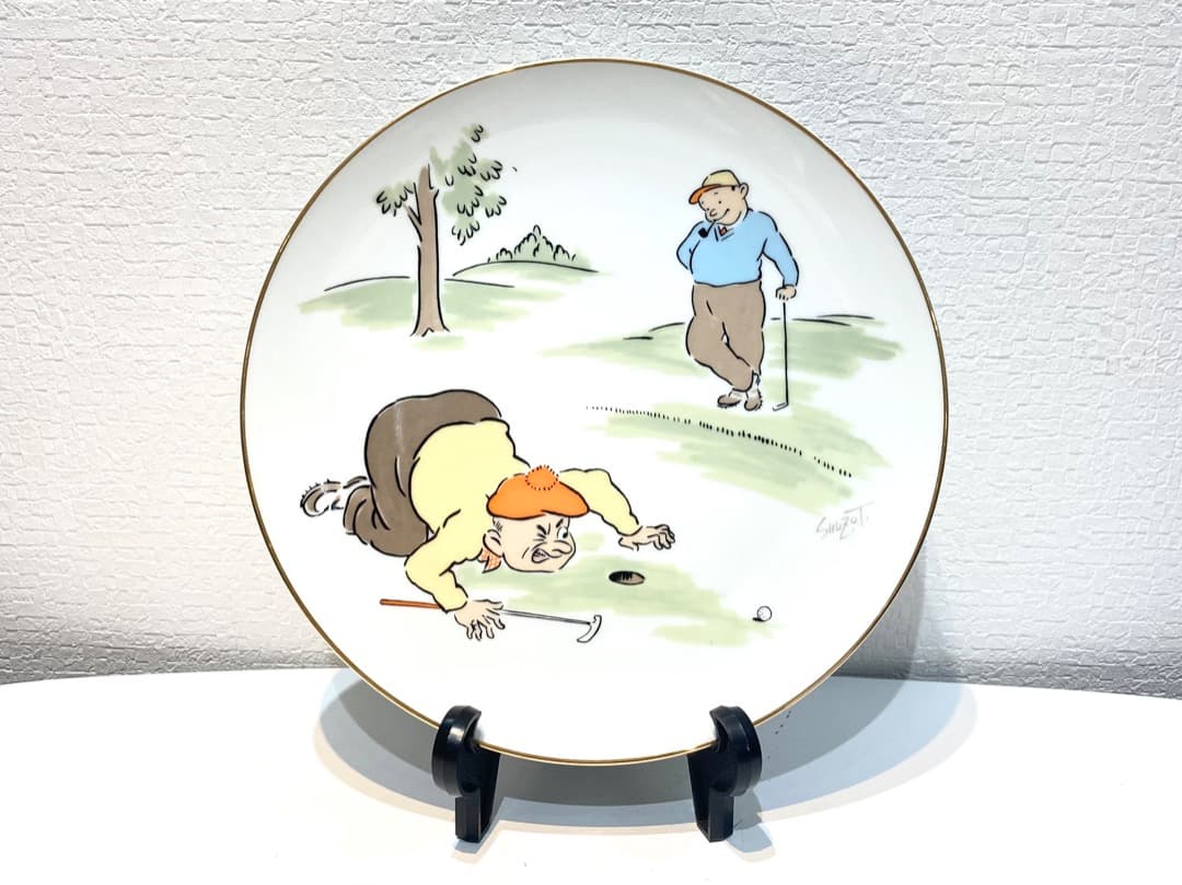 603【ノリタケ　SHUZO T.　絵皿】サイン入　ゴルフ　飾皿　食器
