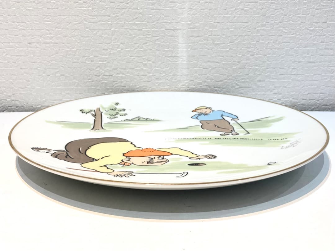 603【ノリタケ　SHUZO T.　絵皿】サイン入　ゴルフ　飾皿　食器