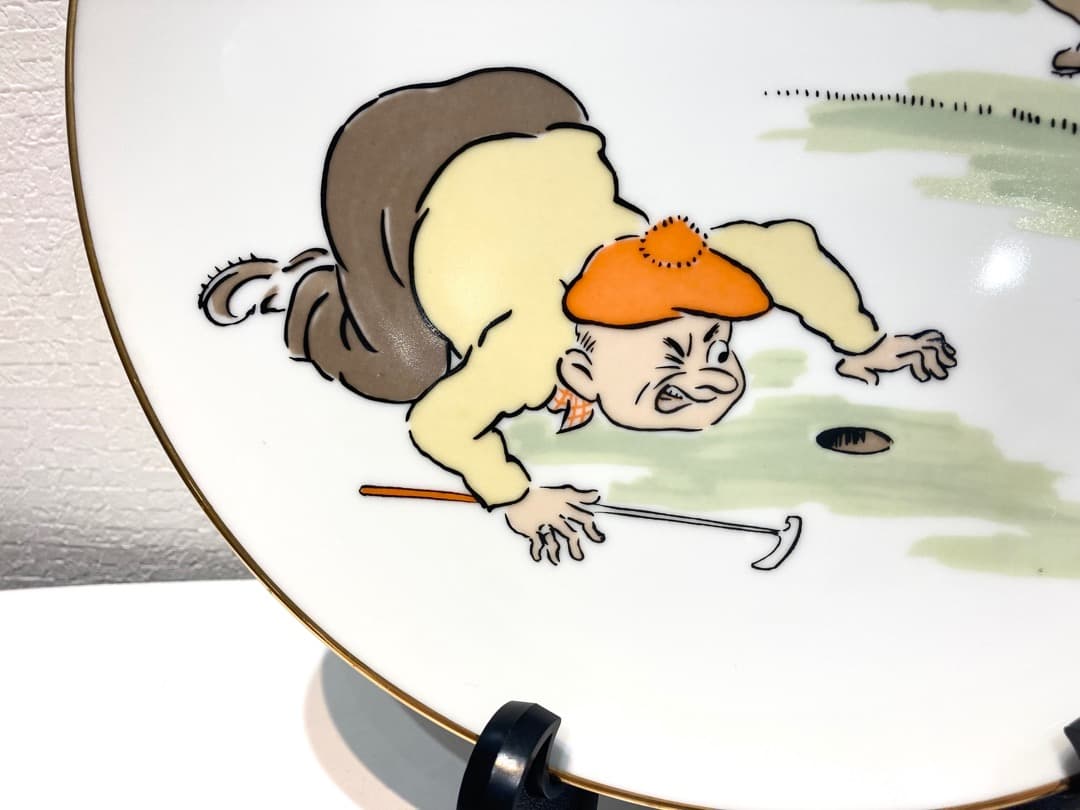 603【ノリタケ　SHUZO T.　絵皿】サイン入　ゴルフ　飾皿　食器