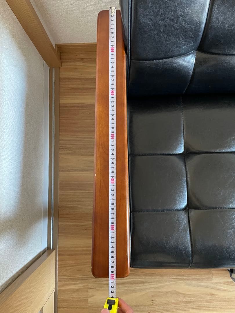 【カリモク風】ブラック 2人掛けソファ革(取りに来て頂ける方限定)