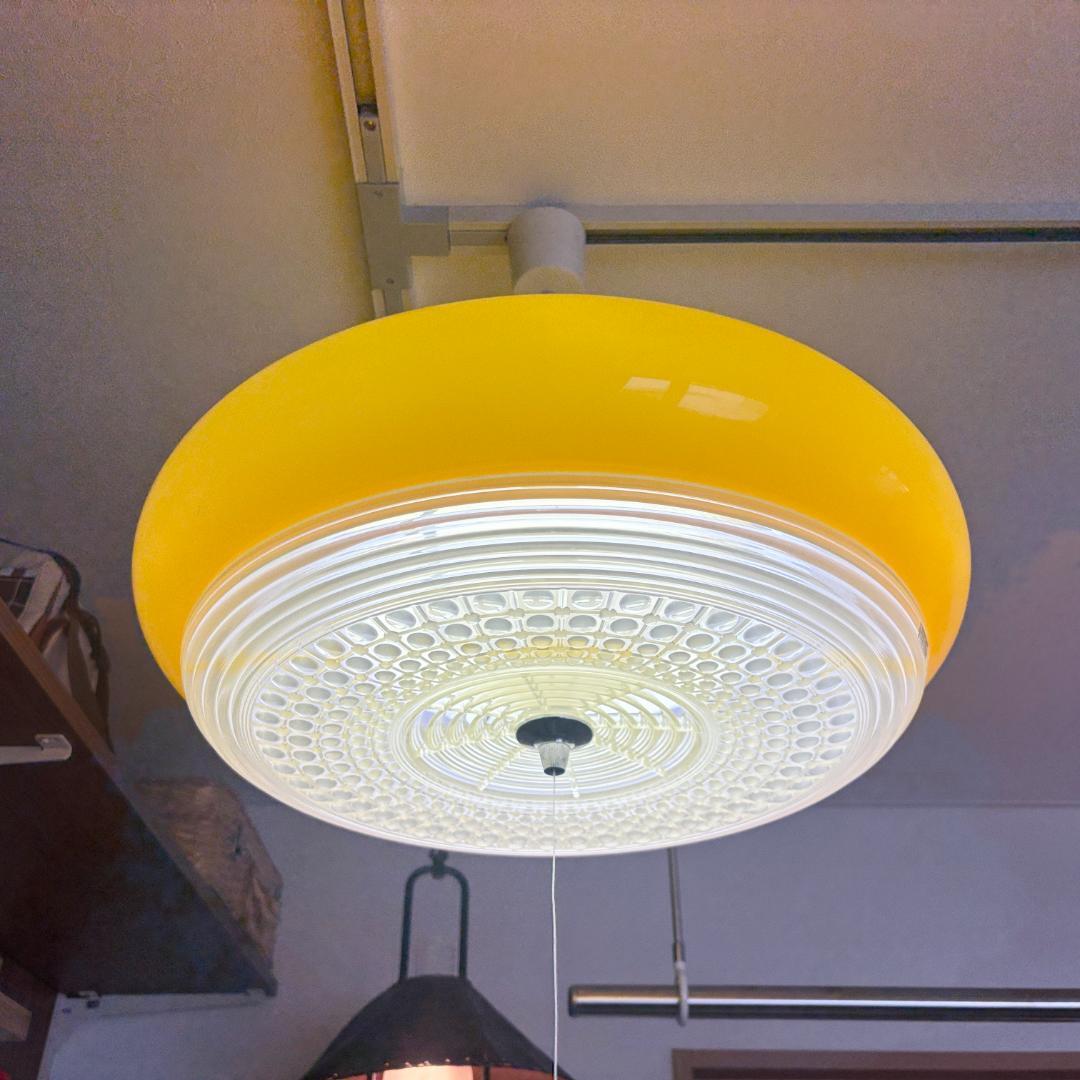 レトロ ポップ 昭和 松下電工 ナショナル 照明器具 ペンダントライト イエロー