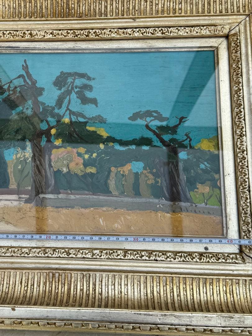 高岡徳太郎　銘　1939年　油彩　油絵　森林　風景　額装