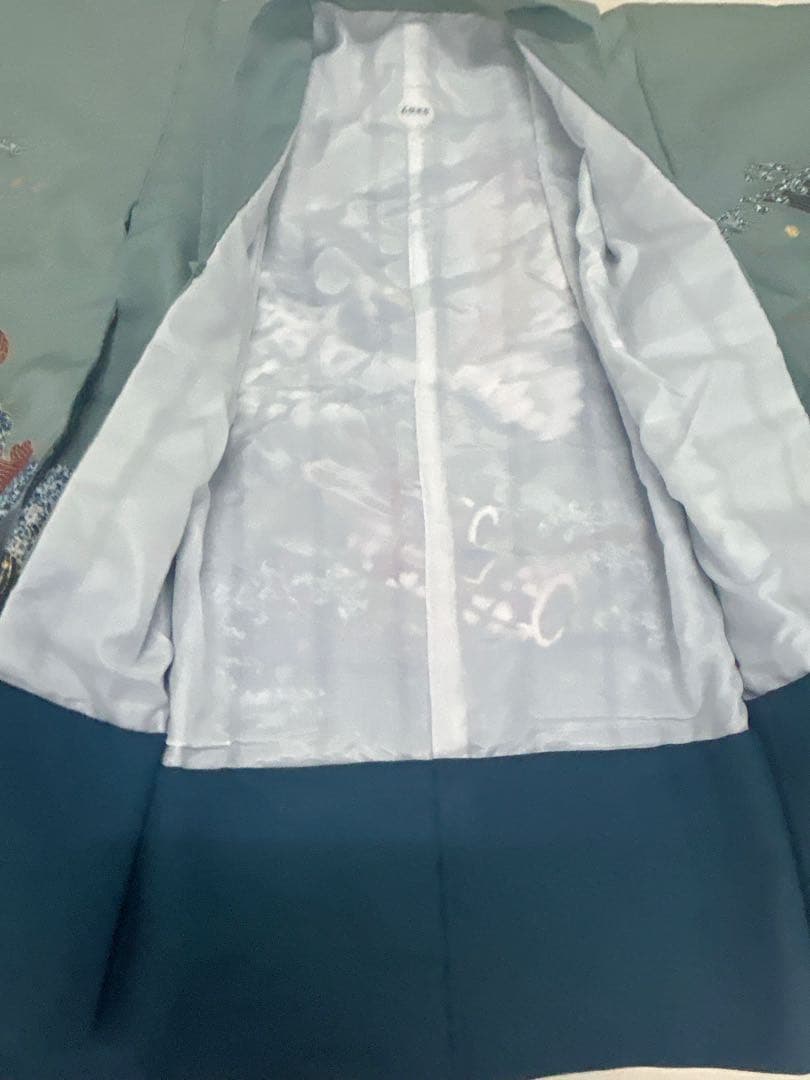 七五三:7歳の男の子用3点セット着物羽織常備メントグリーンのグラデーション