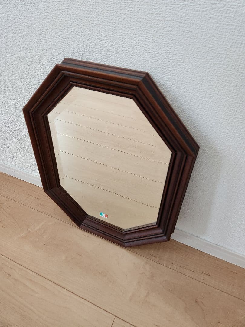 壁掛け ミラー 鏡 イタリア製 八角鏡 ヴィンテージ 蚤の市